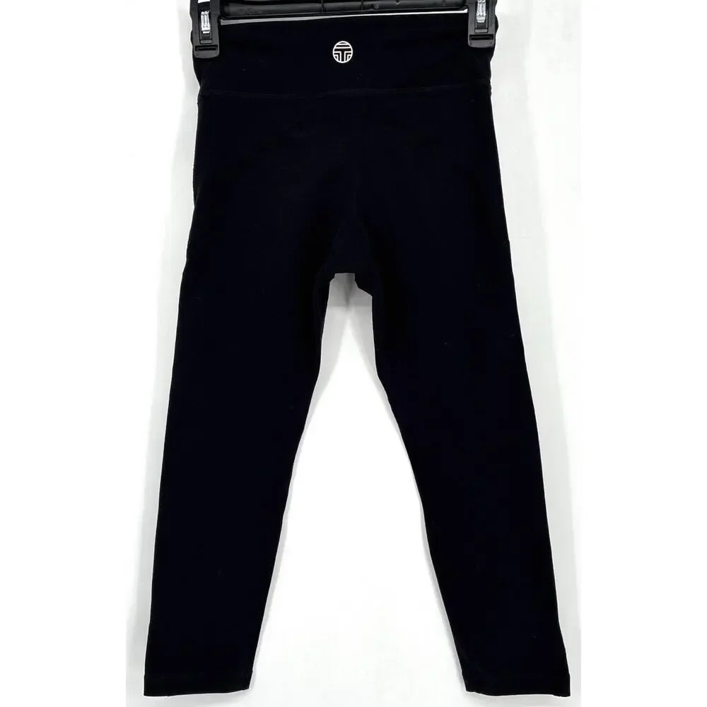 Tory Sport Black Cropped Leggings XS TP High Rise Athletic Yoga Workout Pants